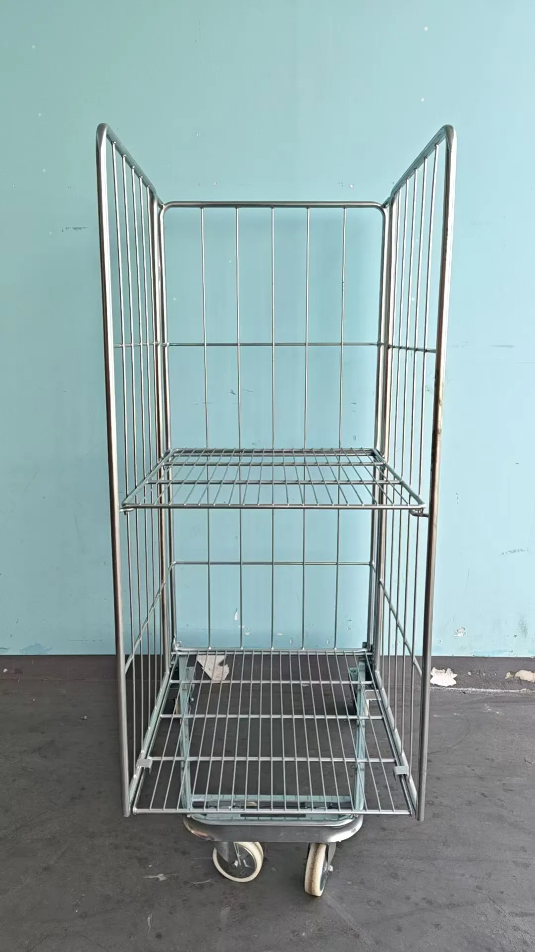 Premium European-Style Hot-Dip Galvanized Roll Container | Durable Warehouse & Retail Mobile Cage